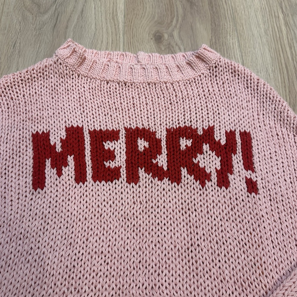 Wooden Ships Merry Crew Chunky Knit Sweater Size XS/S Mint Condition Preppy Pink - Picture 3 of 9